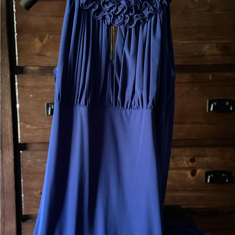 Onyx Nite Elegant Blue Ruffled Dress